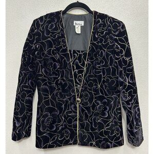 Patra Velvet Lurex Floral Jimi Hendrix Style Jacket Size 8/medium Made in USA